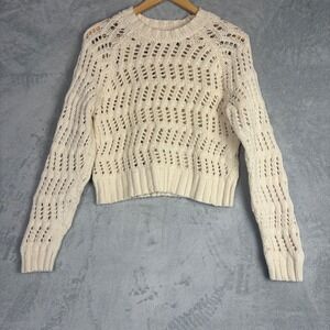 American Eagle Outfitters Knot Sweater Cream Open Weave XS Summer Resort Minimal